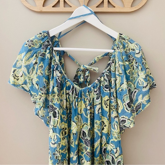 Free People Kauai Getaway Printed Tunic Blue/Green Sz Small - Picture 2 of 11